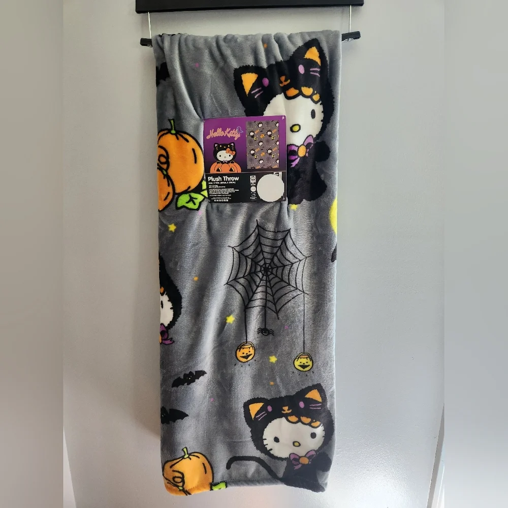 Hello Kitty Halloween Blanket Black and Gray